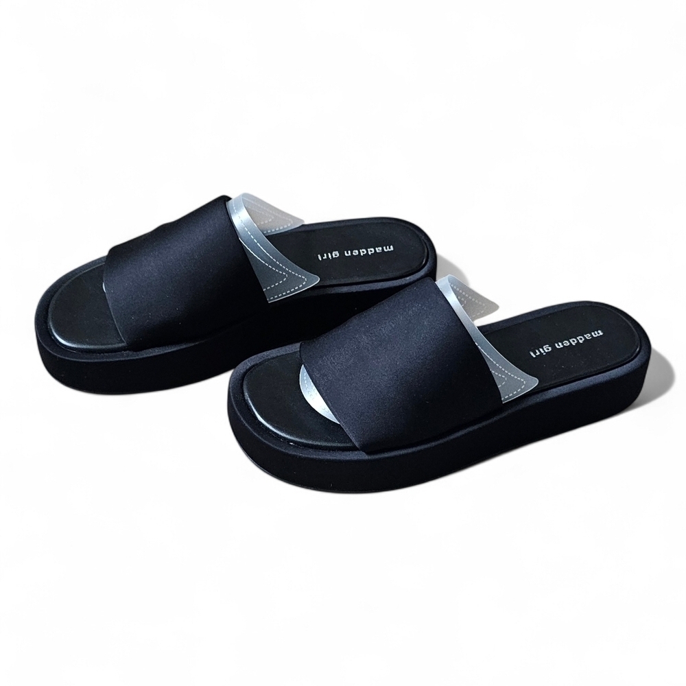 Madden Girl Women’s Black Platform Slide Sandals Size 11M